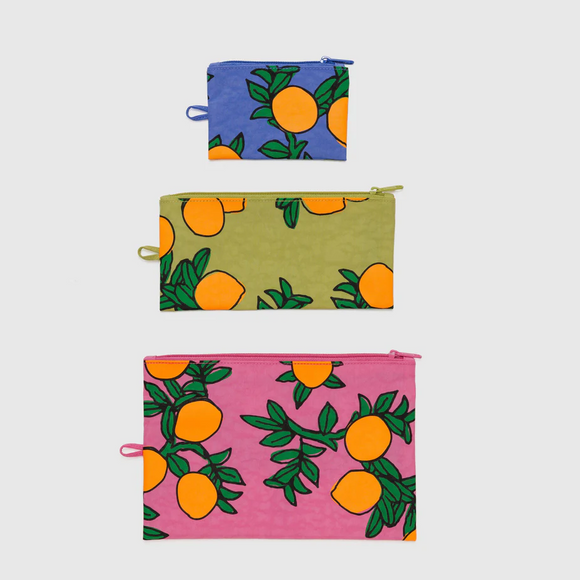 Baggu-Trio de Pochette Plates-Orange Trees