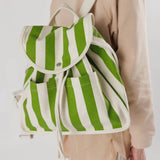 Baggu Sac À Dos Rayures D'Auvent Vert Green Awning Stripe Drawstring Backpack Baggu