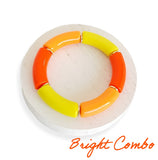 Bracelet simple en tube extensible Multicolores Lumineux Acrylique Entretoises Dorées Perles Décoloreront Jamais
