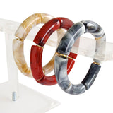 Bracelet simple en tube extensible Cornaline Perles Tubulaires En Acrylique Marbré