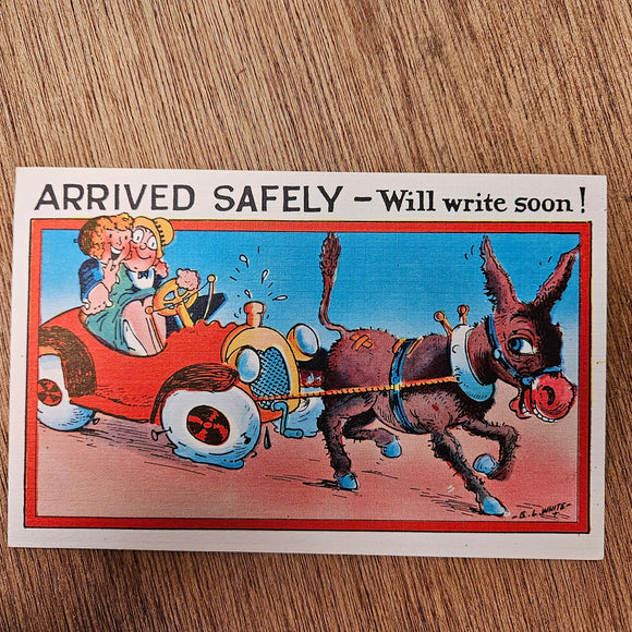 Ephemera - Carte Postale Vintage - Arrived Safely - Will Write Soon !