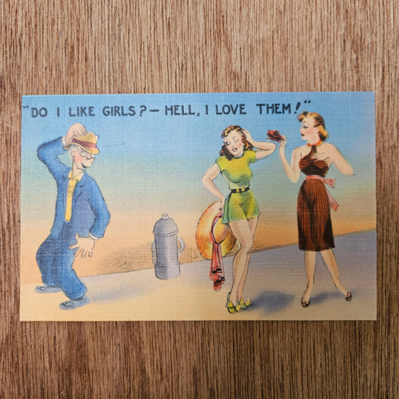 Ephemera - Carte Postale Vintage - Do I Like Girls