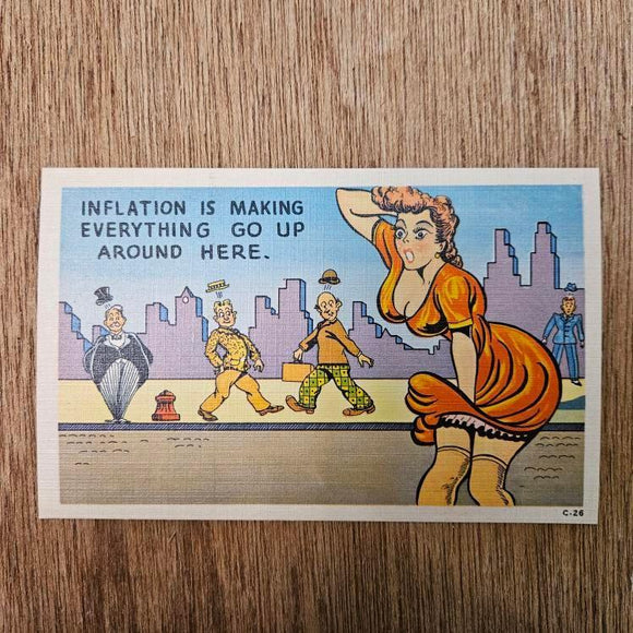Ephemera - Carte Postale Vintage - Inflation Is Making Everything Go Up Around Here.
