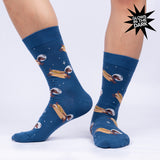 Sock It To Me Bas À Mi-Hauteur Pour Hommes Weiner Dogs, In Space Men's Crew Socks Sur Jambes