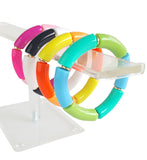 Bracelet simple en tube extensible Combo Lumineux  Acrylique Entretoises Dorées Perles Décoloreront Jamais