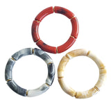 Bracelet simple en tube extensible Cornaline Perles Tubulaires En Acrylique Marbré