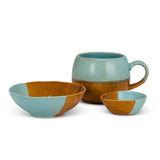 Abbott Collection Tasse Bleue et Beige Avec Bols 27-trio-blu