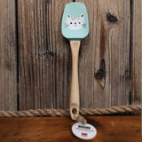 Duo de spatules bleues à motif de chats miaou blanc