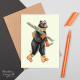 Amelie Legault-Carte de souhait Bear Skiing