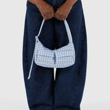Baggu Cargo Shoulder Bag Light Blue Gingham In Hand