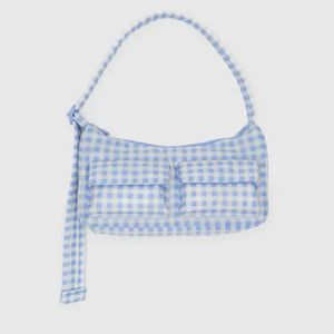 Baggu Cargo Shoulder Bag Light Blue Gingham