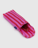 Baggu Puffy Glasses Sleeve Pink And Red Painted Stripe Open