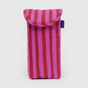Baggu Puffy Glasses Sleeve Pink And Red Painted Stripe