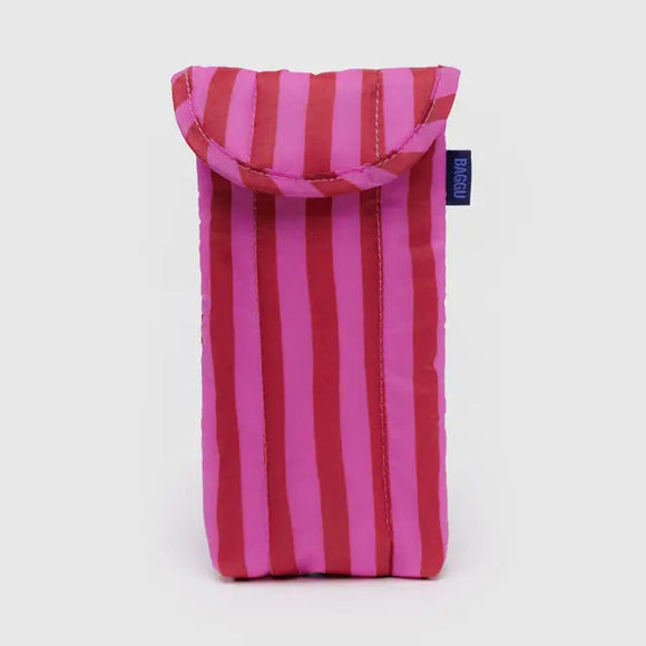 Baggu Puffy Glasses Sleeve Pink And Red Painted Stripe