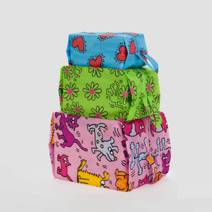 Baggu-Trio de Pochette Cubique-Keith Haring