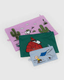 Baggu-Trio de Pochette a Cosmetique Peanuts A Plat