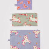 Baggu - Trio de Pochettes Plates Flat Pouch Set - Spring Animals Animaux Printaniers