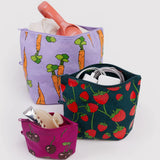 Baggu - Trio de Pochettes à Cosmétiques Go Pouch Set - Carrots And Berries Carottes et Baies - Ouvertes