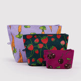 Baggu - Trio de Pochettes à Cosmétiques Go Pouch Set - Carrots And Berries Carottes et Baies