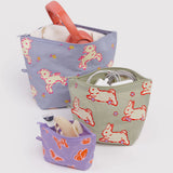 Baggu - Trio de Pochettes à Cosmétiques Go Pouch Set - Spring Animals Animaux Printaniers - Ouvertes
