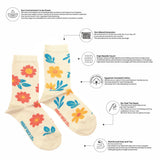 Bas mi-mollet pour femme à fleurs ludiques - Cadeau floral printanier pour elle - Infos