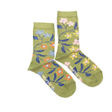 Bas montantes pour femme à motif de fleurs et de vigne - Paire