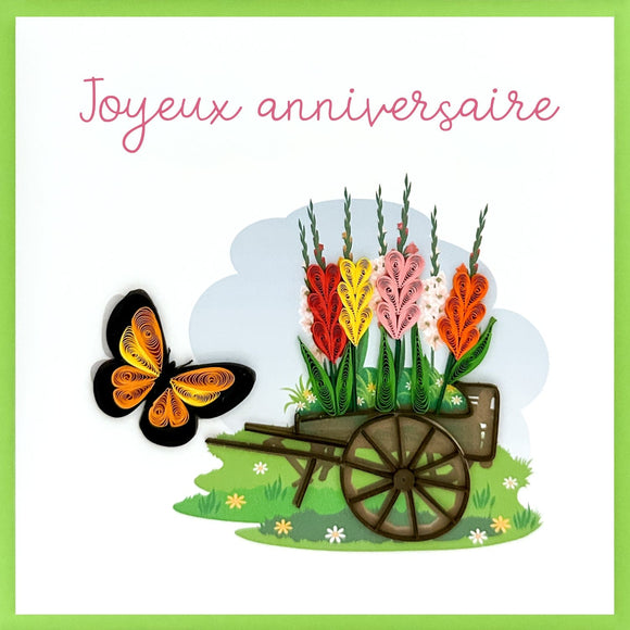 Carte de souhaits - Brouette à Papillons