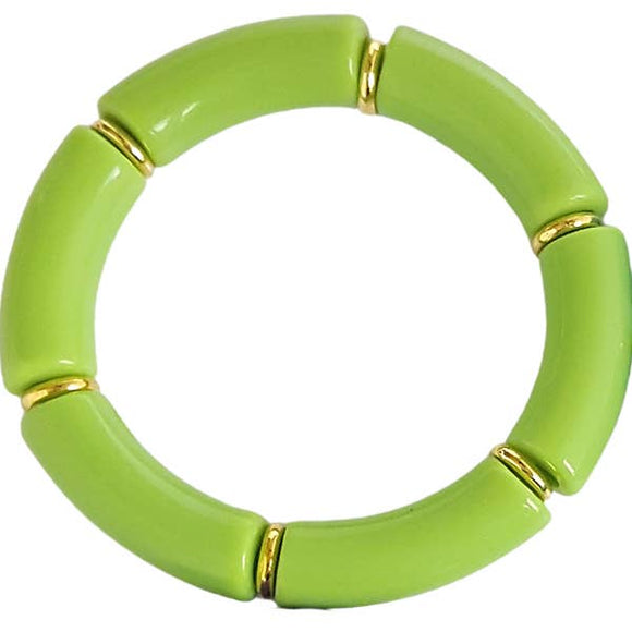 Bracelet simple en tube extensible Lime Acrylique Entretoises Dorées  Perles Décoloreront Jamais 