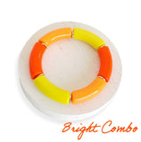 Bracelet simple en tube extensible Multicolores Lumineux Acrylique Entretoises Dorées Perles Décoloreront Jamais