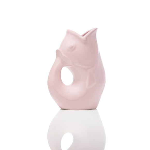 Pichet Gurgle Pot Rose Mat en forme de poisson qui fait glou glou grand format