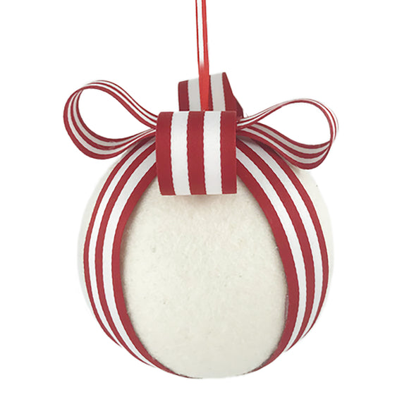 Christmas Forever - Boule De Tissu En Feutre Rouge Avec Rayures En Sucre D'Orge