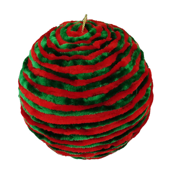 Christmas Forever - Ornement - Boule de tissu - Rouge & Vert Côtelé