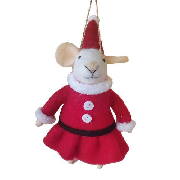 Christmas Forever - Ornement Souris en Laine - Costume de Père Noël