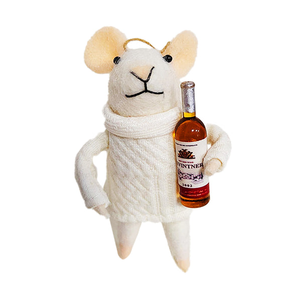 Christmas Forever - Ornement Souris - Pull En Laine - Bouteille De Vin