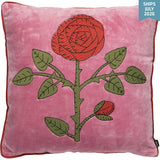 Coussin brode - Rose - Devant