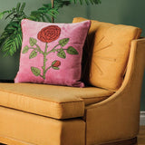Coussin brode - Rose - Dans Decor