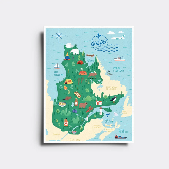 Carte Postale - Carte du Québec