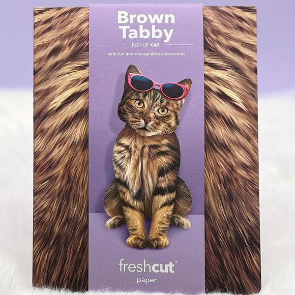 Fresh Paper Cut Brown Tabby Cat Card