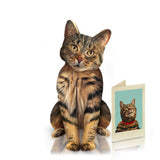 Fresh Paper Cut Brown Tabby Cat Card