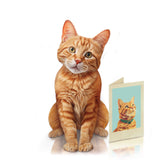 Fresh paper cut Orange Tabby Cat Card