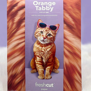 Fresh Paper Cut Orange Tabby Cat Card