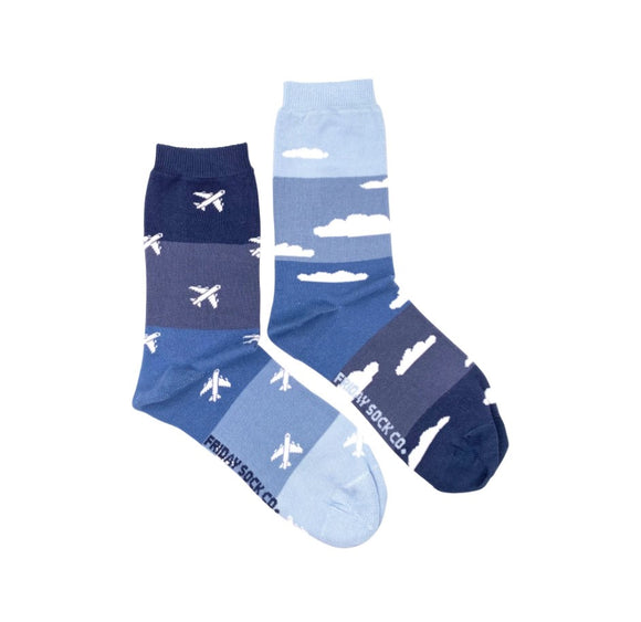 Friday Socks Chaussettes Depareillees Pour Femme Avion Et Nuage