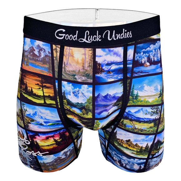 Good Luck Sock-Boxer Bob Ross Landscapes