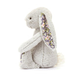 JellyCat Lapin Petite Éclosion Argenté Little Blossom Silver Bunny Bloom Profil