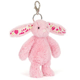 Jellycat - Breloque Lapin Rose Luxe Blushkin Blossom Bunny Bag Charm - BP4ROSE - À Angle
