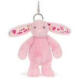 Jellycat - Breloque Lapin Rose Luxe Blushkin Blossom Bunny Bag Charm - BP4ROSE - De Face