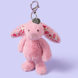 Jellycat - Breloque Lapin Rose Luxe Blushkin Blossom Bunny Bag Charm - BP4ROSE - Sur Fond Lavande