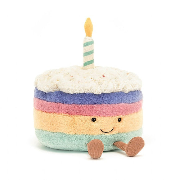 Jellycat - Gâteau d'anniversaire Arc-en-ciel Amusable