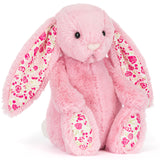Jellycat - Lapin Rose Luxe Blushkin Blossom Bunny Original - BAS3ROSE - À Angle