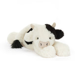 Peluche Jellycat Vache Noire Et Blanche Smudge Cow Original  Couchée Sur Le Ventre AAngle